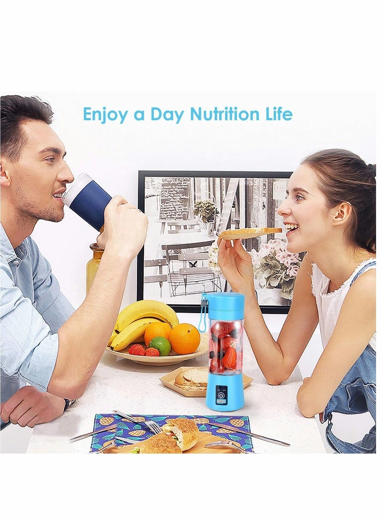 Portable Blender - USB Rechargeable 304 Stainless Steel Blades Personal Travel Size