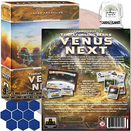 Drawstring Bag - Random Color + Water Tokens + Terraforming Mars - Base Core + Turmoil + Colonies + Prelude + Hellas & Elysium + Venus Next