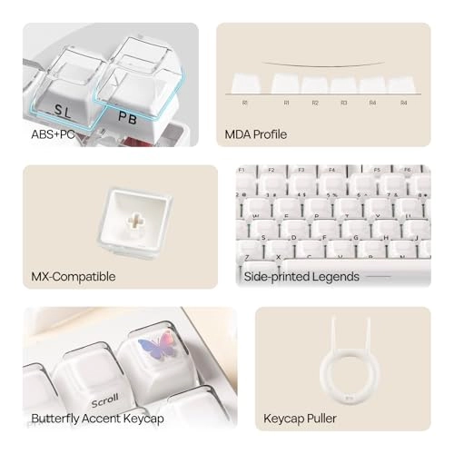 Lusterfly Jelly Keycaps Set - 104 standard keycaps 19 supplementary keycaps