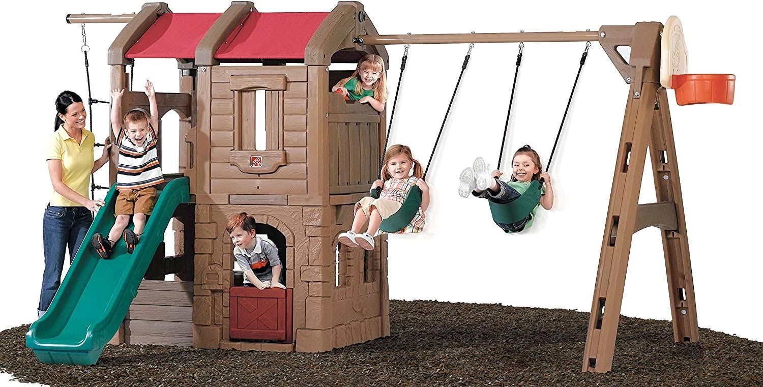 Adventure Lodge Play Center - Brown with Glider