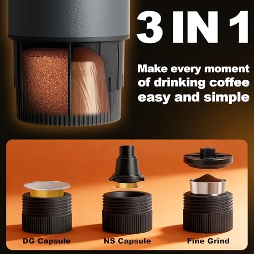 3-in-1 Portable Coffee Maker - 20BAR 7800mAh Rechargeable