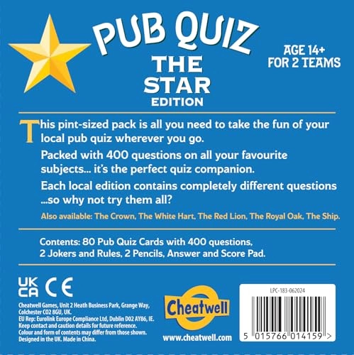 The Star Pub Quiz - 400 Questions Answer Pad & Pencils