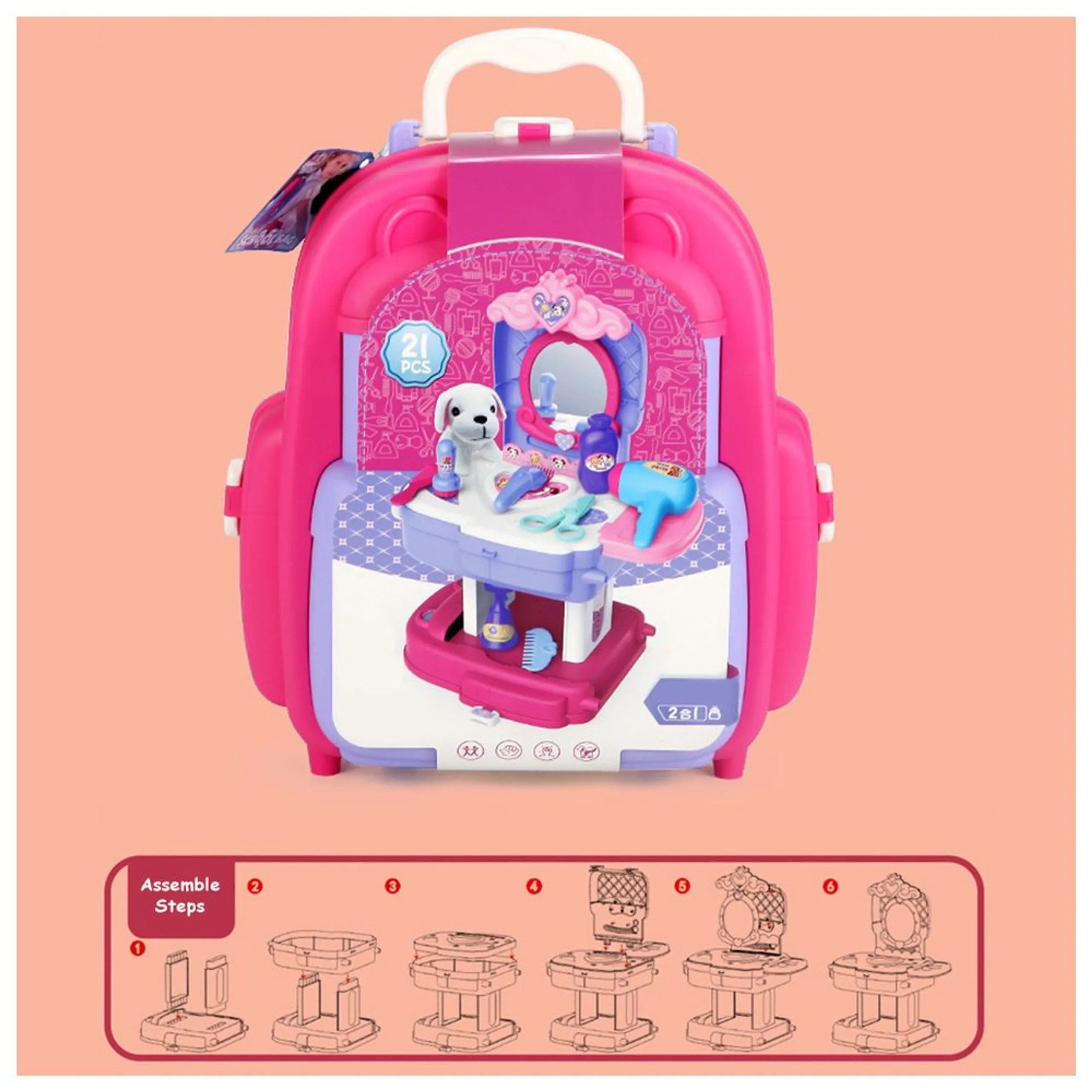 Animal Care Toy Set School Bag - 21pcs