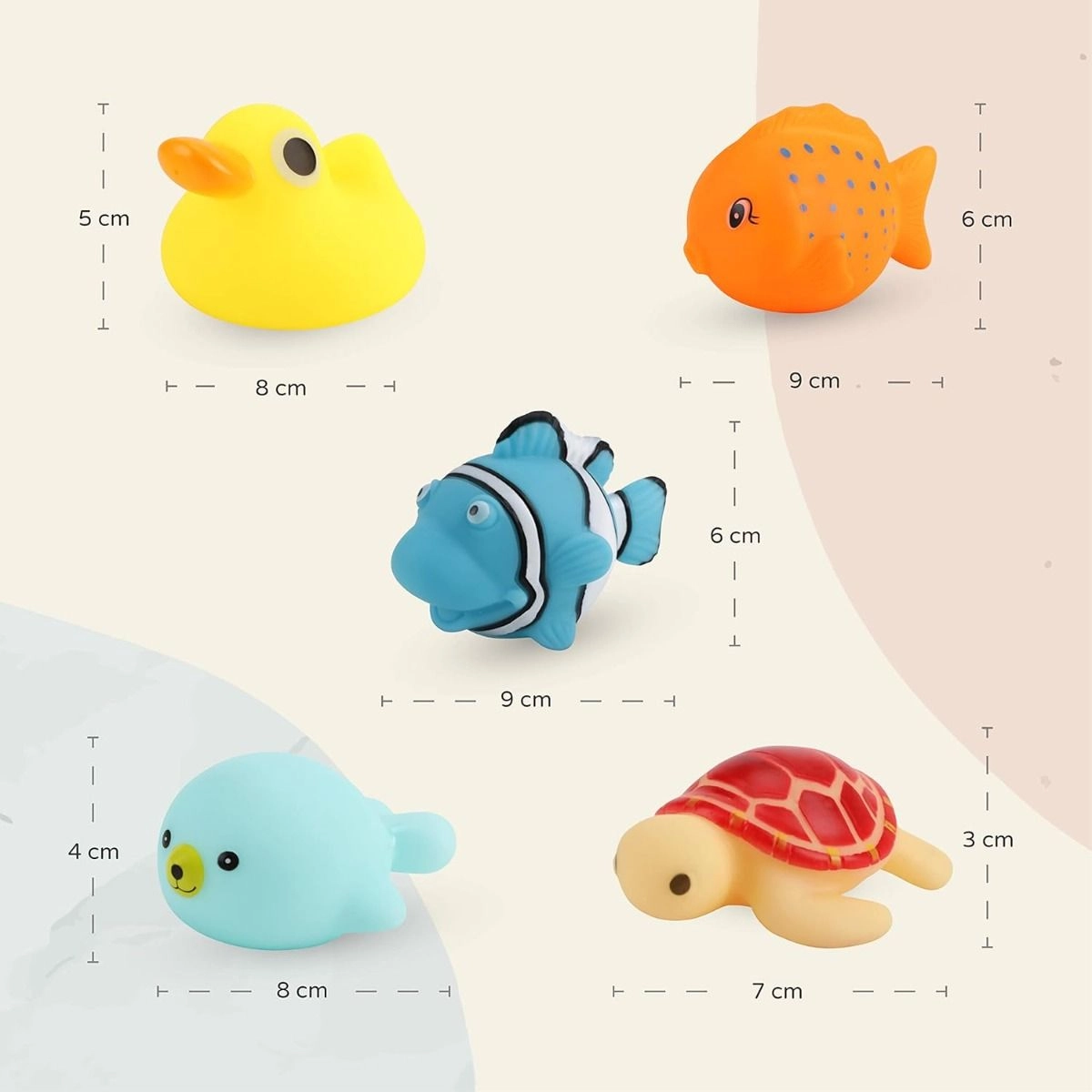 Sea Animals Baby Bath Toys - Multi Colour 1+
