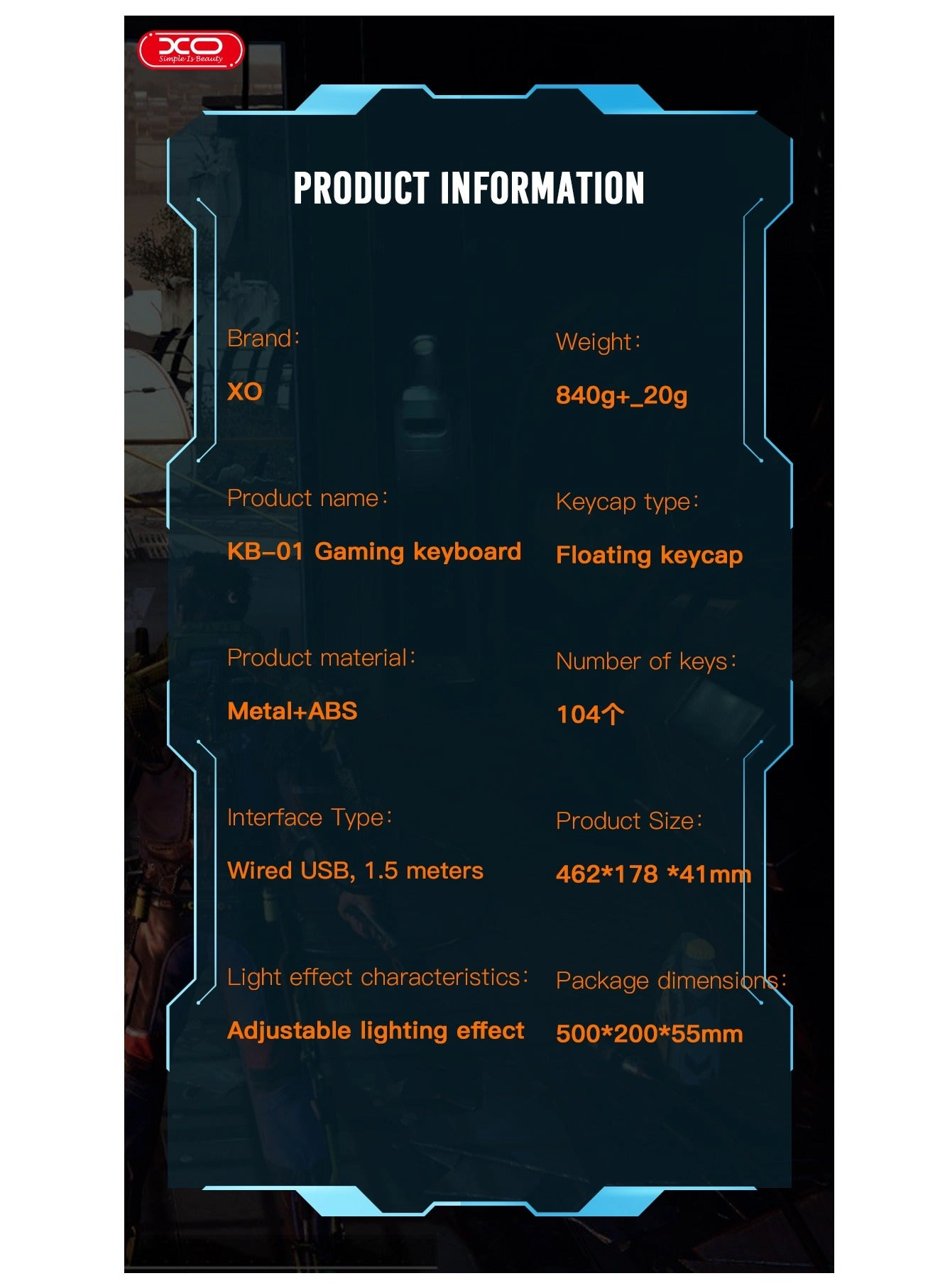 Gaming wired Keyboard With Phone Stand - Wired