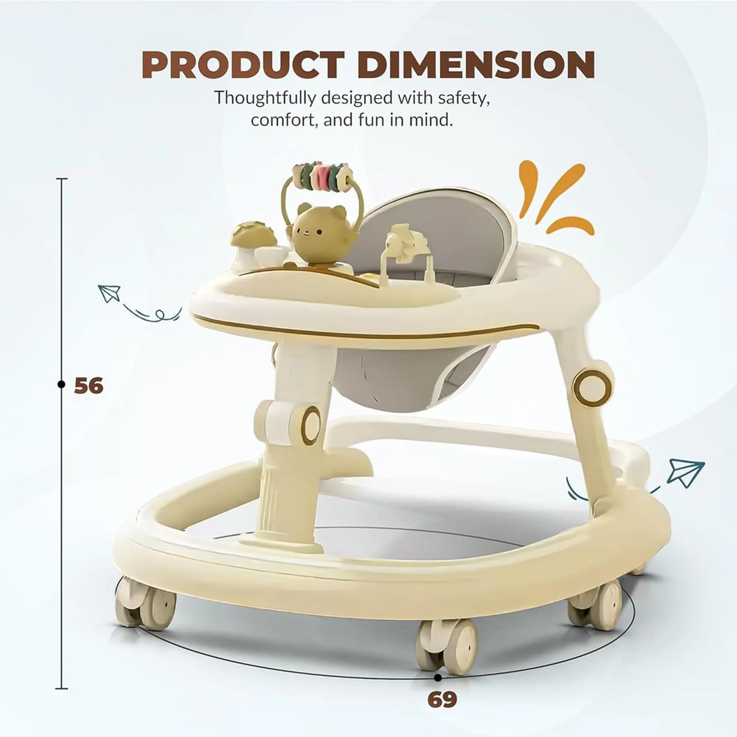 Petalia Pro - 2-in-1 Baby Walker 5-Level Adjustable Height