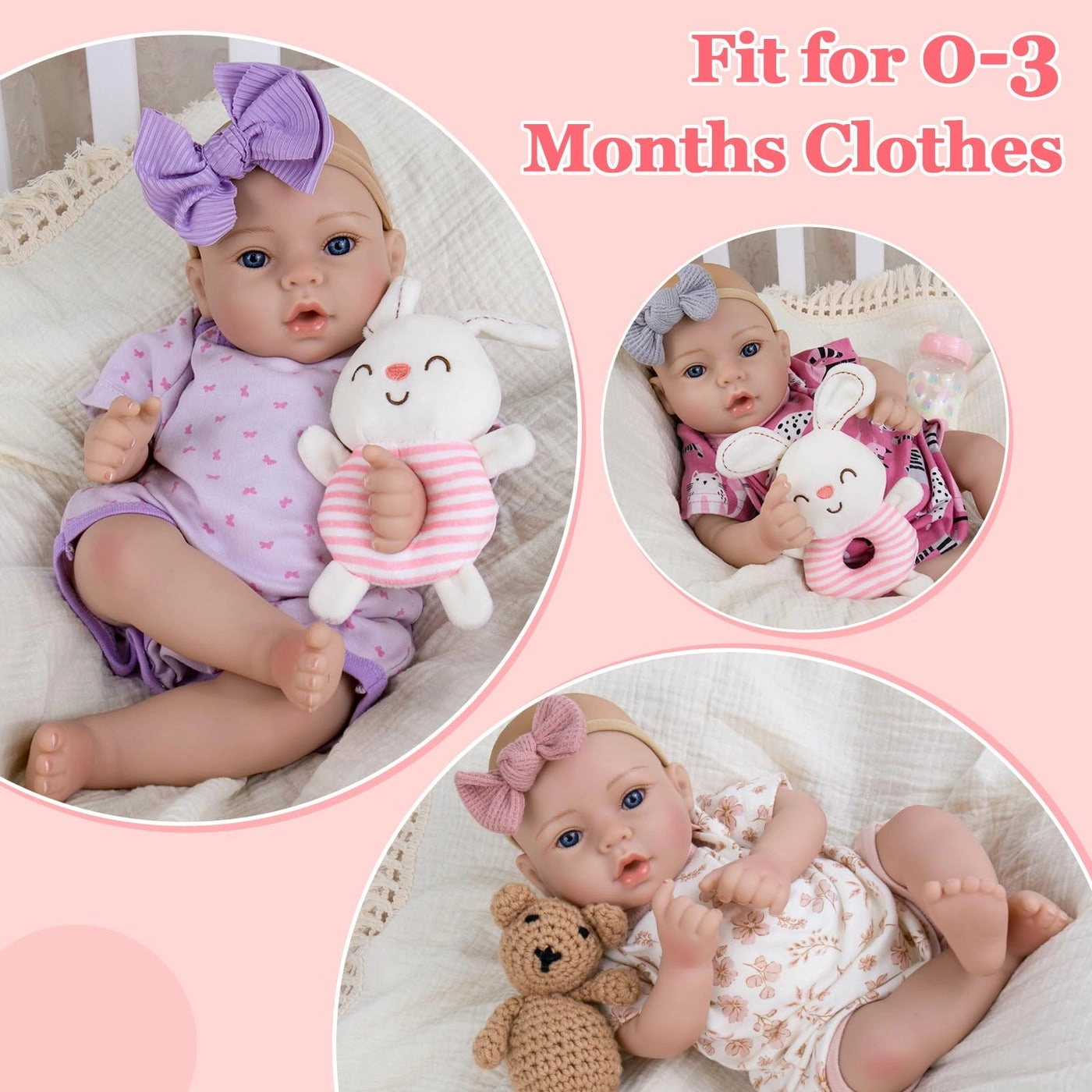 Reborn Baby Doll - 18 inch Newborn Girl Pink Outfit Ages 3+