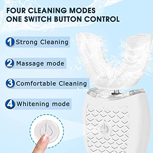 U-Shaped Ultrasonic Toothbrush - 360° Cleaning IPX7 Waterproof Rechargeable