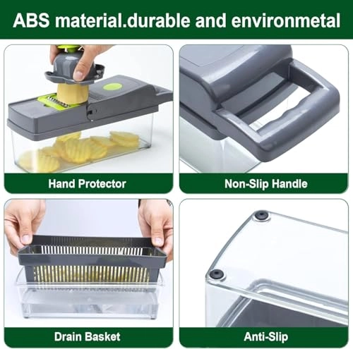 Multifunction Vegetable Chopper - 14-in-1 Manual Multicolor