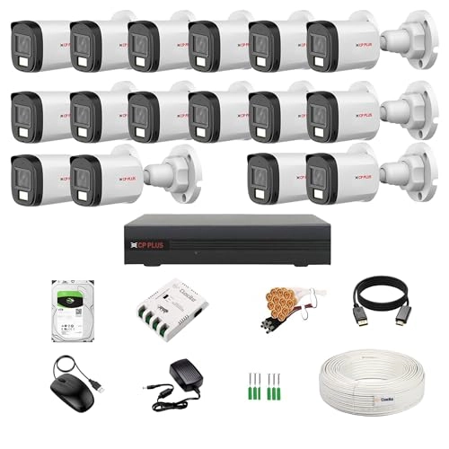 CP Plus illumax 5MP 16CH DVR + 5MP Bullet Camera + 4TB HDD + 8CH SMPS + CCTV Cable + BNC/DC