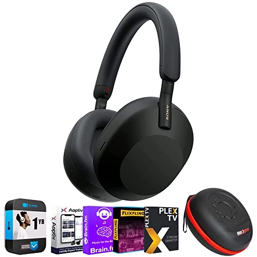WH-1000XM5 - Wireless Headphone + Headphone Case + Audio Entertainment Essentials Bundle