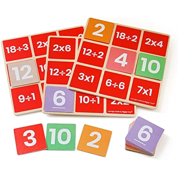 rayihni MATHS BINGO GAME - MULTIPLY & DIVIDE WOODEN