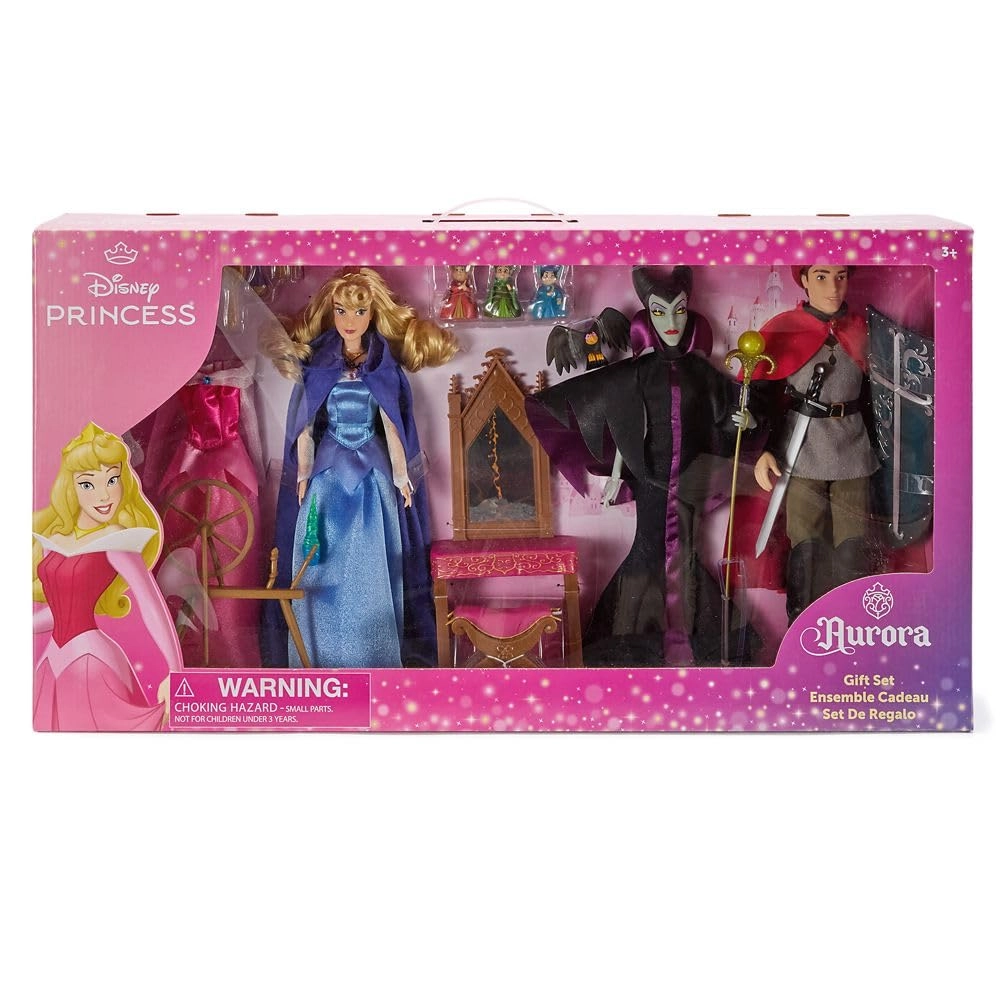 Aurora Doll Gift Set - Sleeping Beauty Play Set Prince Phillip & Maleficent Ages 3+