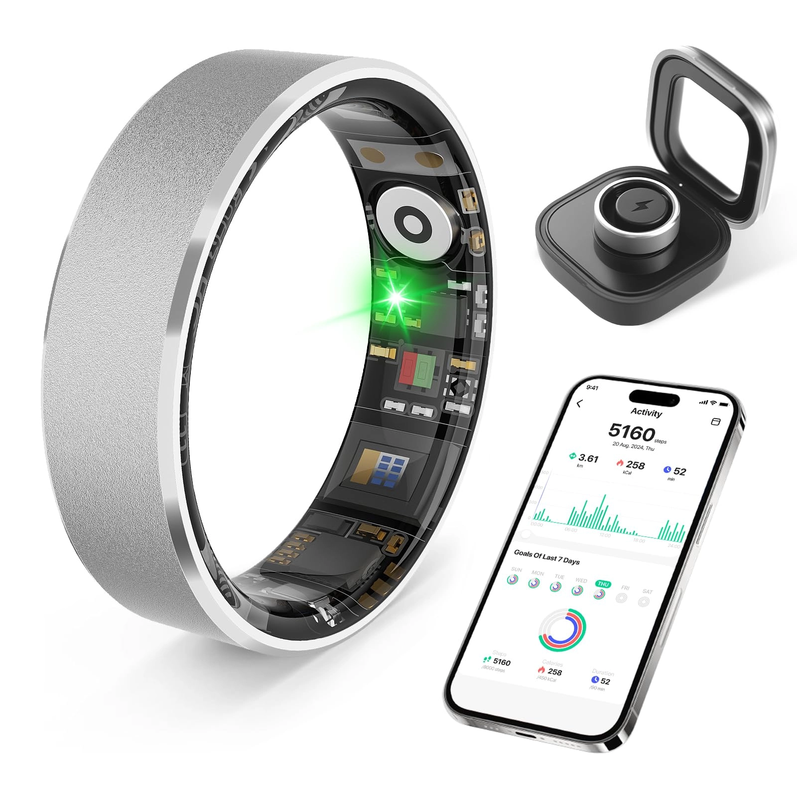 prxxhri Smart Health Ring - Heart Rate Stress Sleep Monitoring