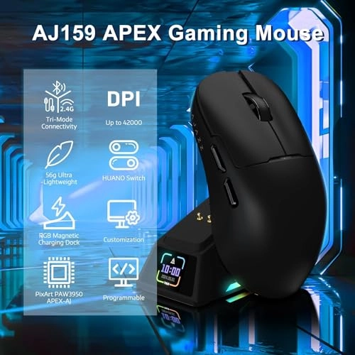 AJ159 PRO Gaming Mouse - 2.4GHz Bluetooth USB