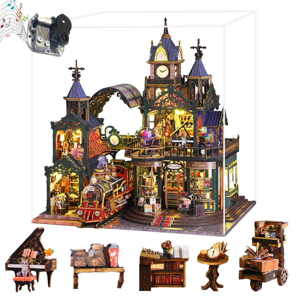Miniature Dollhouse Kit - Mechanical Aesthetic Design 27.48 x 22.48 x 29.18 cm