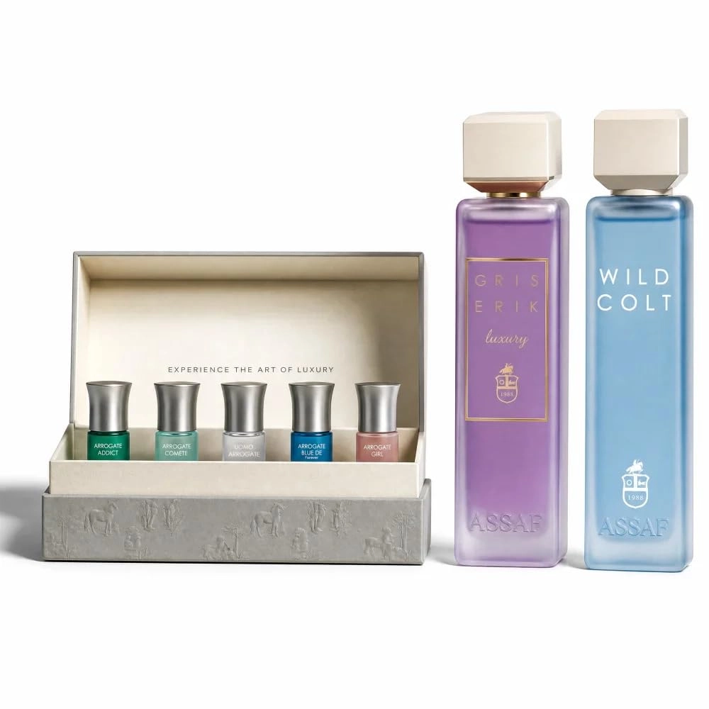 ASSAF trading est Wild Colt - Eau de Parfum 200ml + Gris Erik - Eau de Parfum 200ml + 5-Piece Sample Box