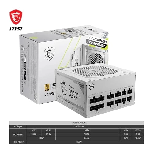 MAG A850GL PCIE5 - 850W 80 Plus Gold