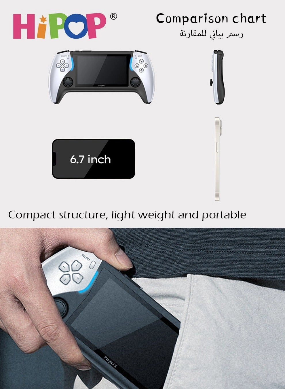 Handheld Games Console - 2000+ Games 4.3 Inch HD Screen 2500mAh