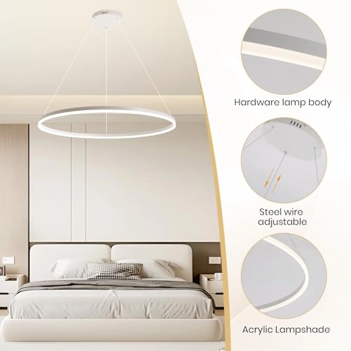 Round LED Chandelier - 3000K–6000K Dimmable