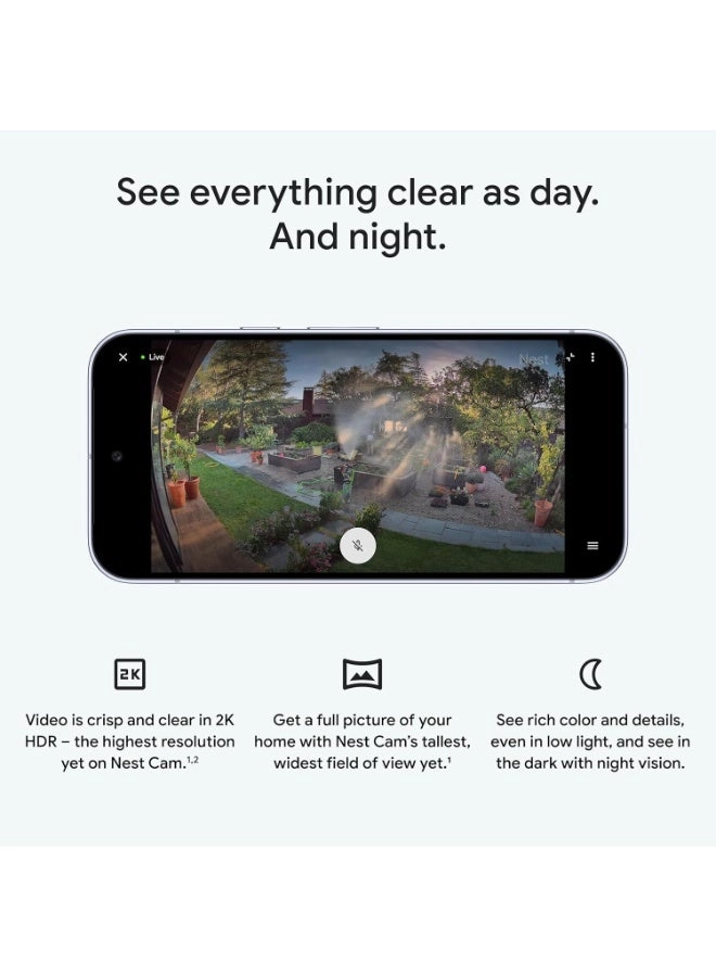 Nest Cam Outdoor (Wired, 2nd Gen) - 2K HDR Pack