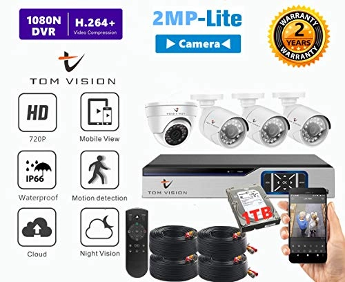 2Megapixels 4Channel Home Security Camera System - 4Pcs 720p