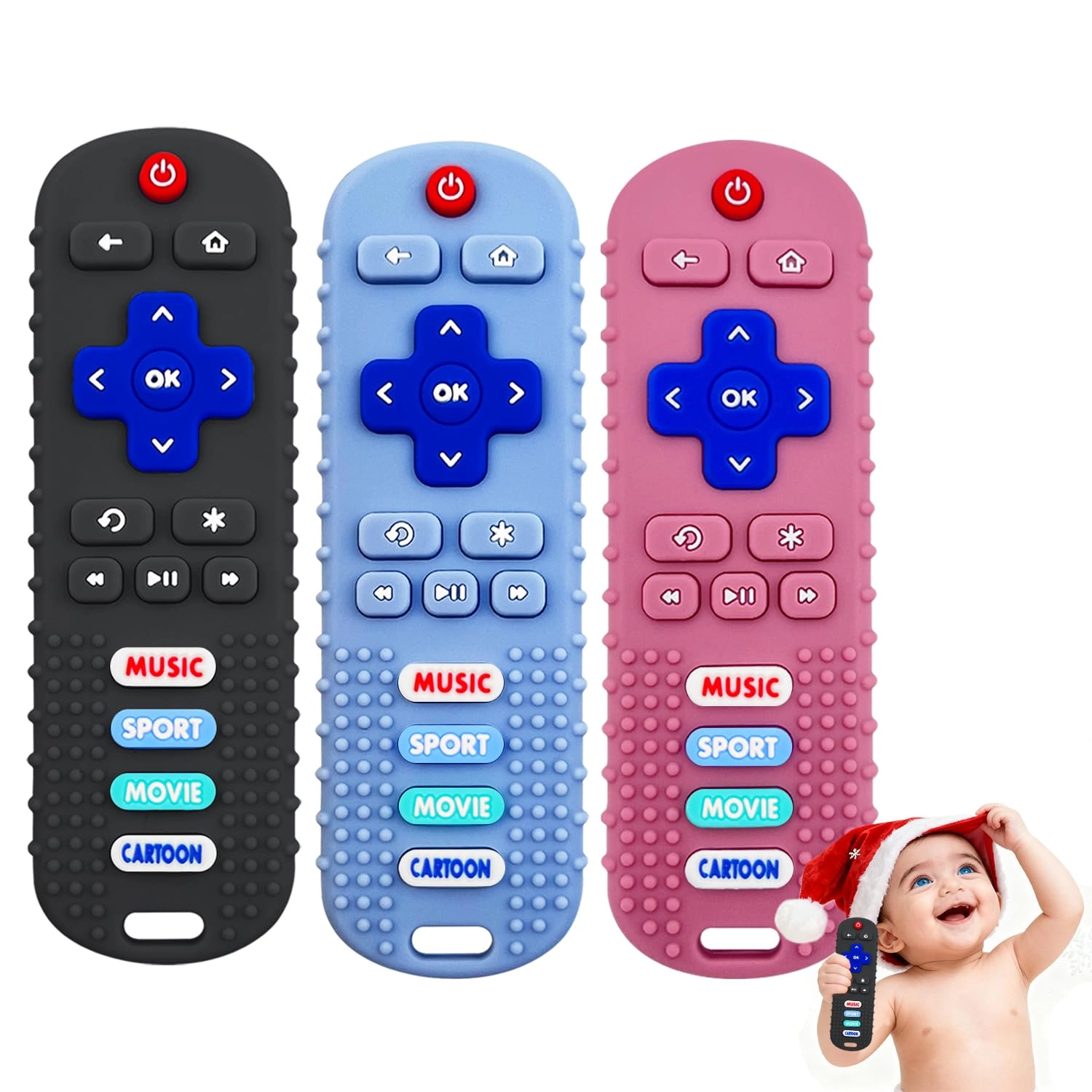 3 Pack Remote Control Shape Teethers - Silicone