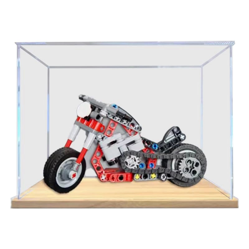 Clear Acrylic Display Case (42132) - Wood Bottom+top Light 20x10x15cm
