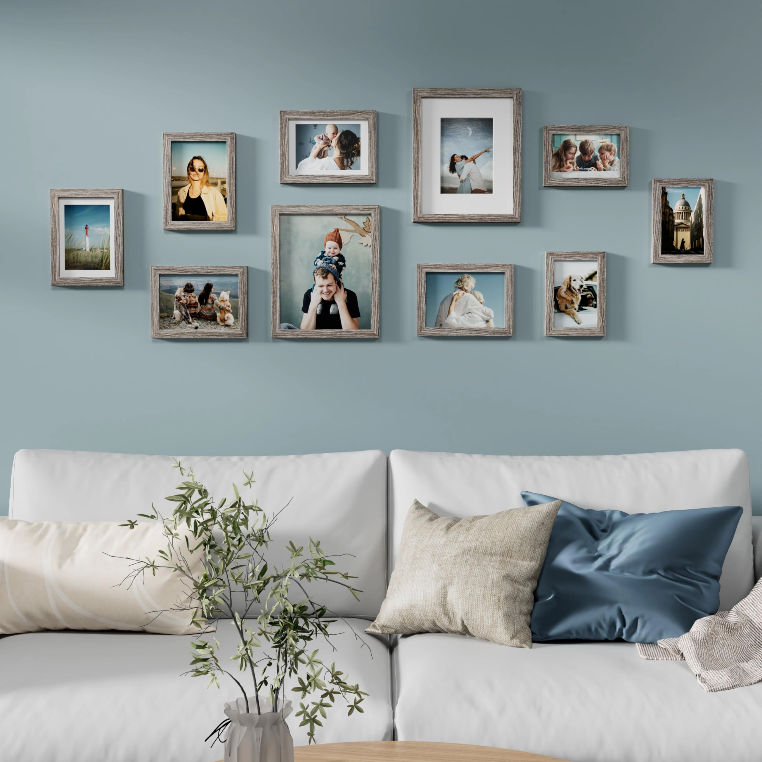 Picture Frames Set - 10 Pack Rustic Grey