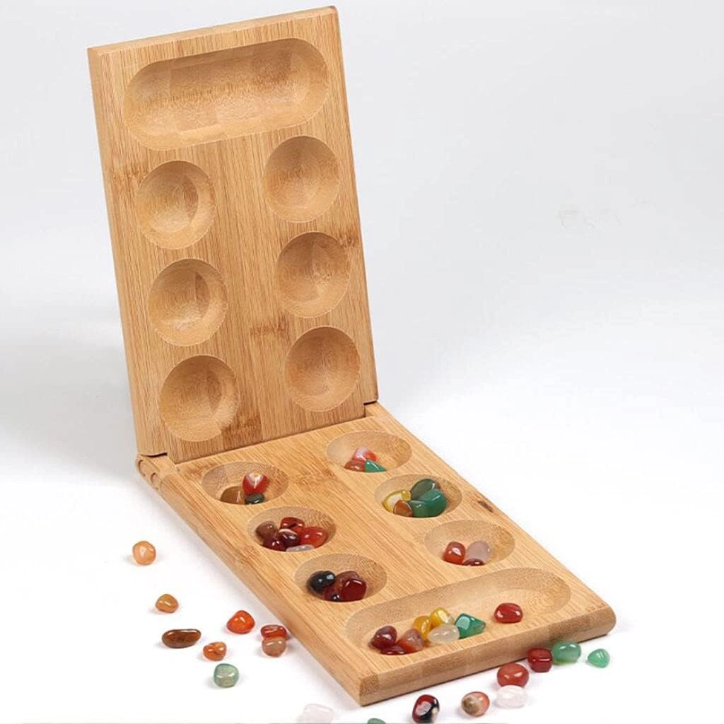 Mancala - Foldable Wooden 48 Colourful Stones