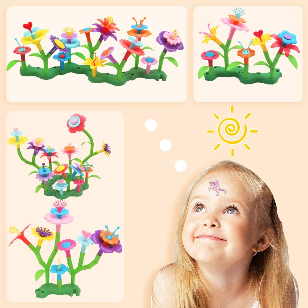 Flower Garden Building Toys Set - Stacking Game Gardening Pretend Playset