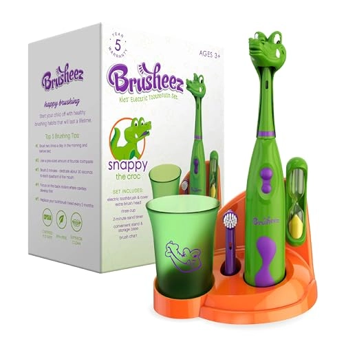 Kids’ Electric Toothbrush Set - Ages 3+ 2 Brush Heads 2-Minute Timer