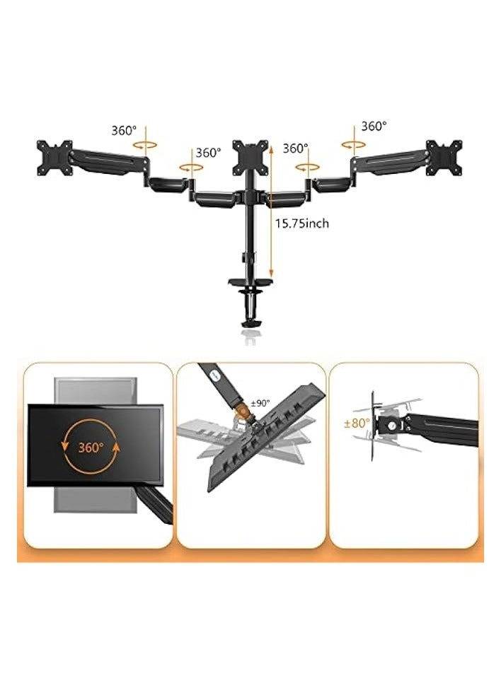 Triple Monitor Stand - Three 17-27 inch 75x75mm or 100x100mm