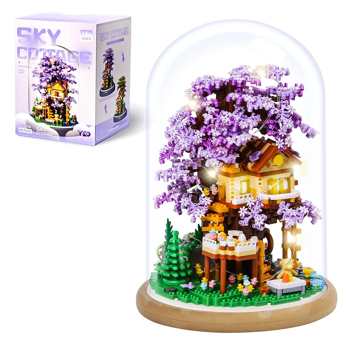 Insgen Cherry Blossom Tree House - DIY Miniature Bonsai with Dust Cover