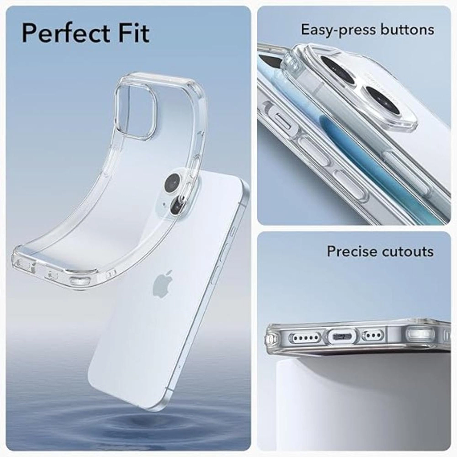 Clear Case with Screen Protector - Soft TPU for iPhone 15