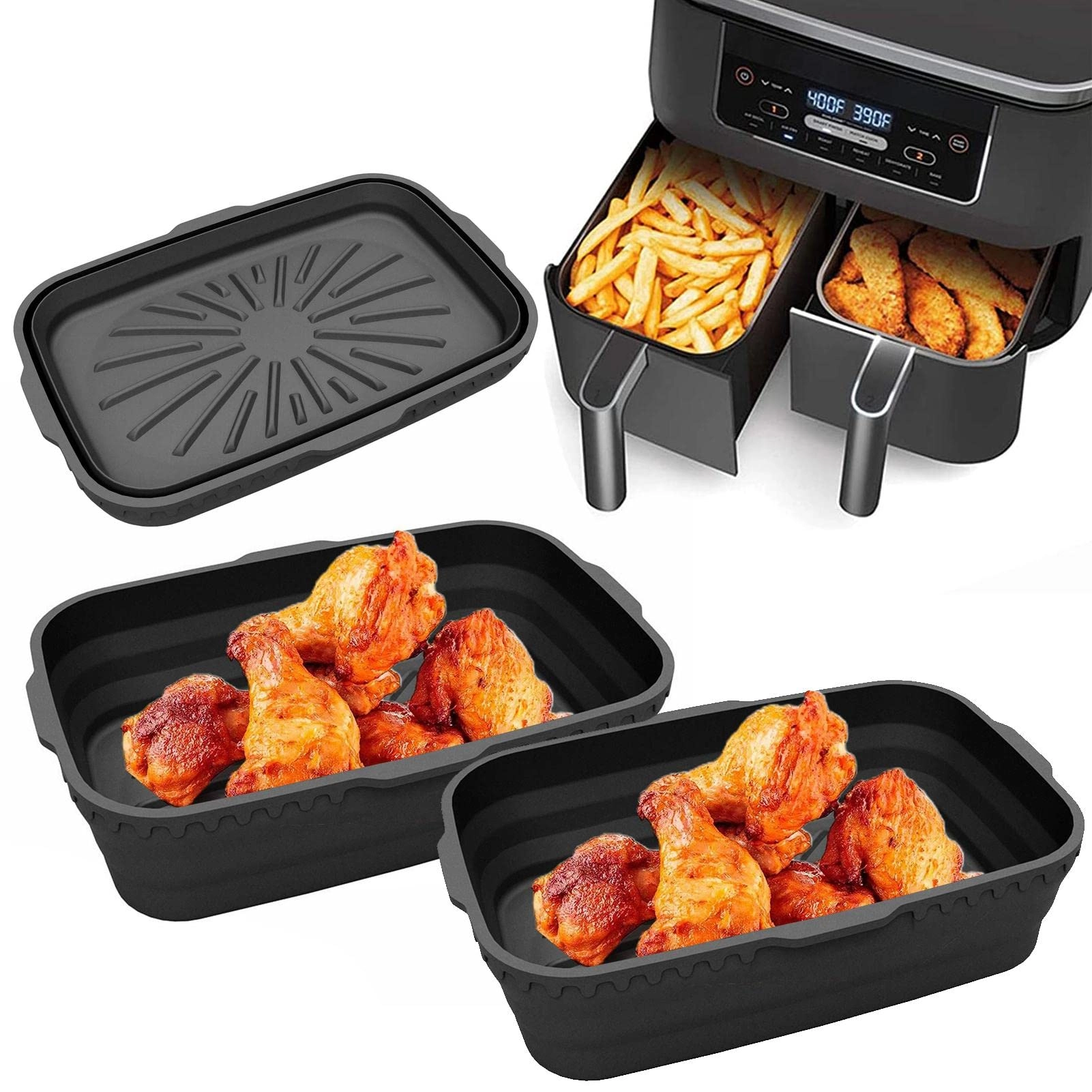 FIDNT Foldable Air Fryer Liner - food-grade silicone 2Pcs