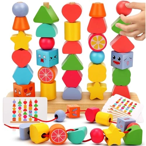 Montessori Wooden Beads Sequencing Toy - 2-4 yr(s) 30 piece(s)