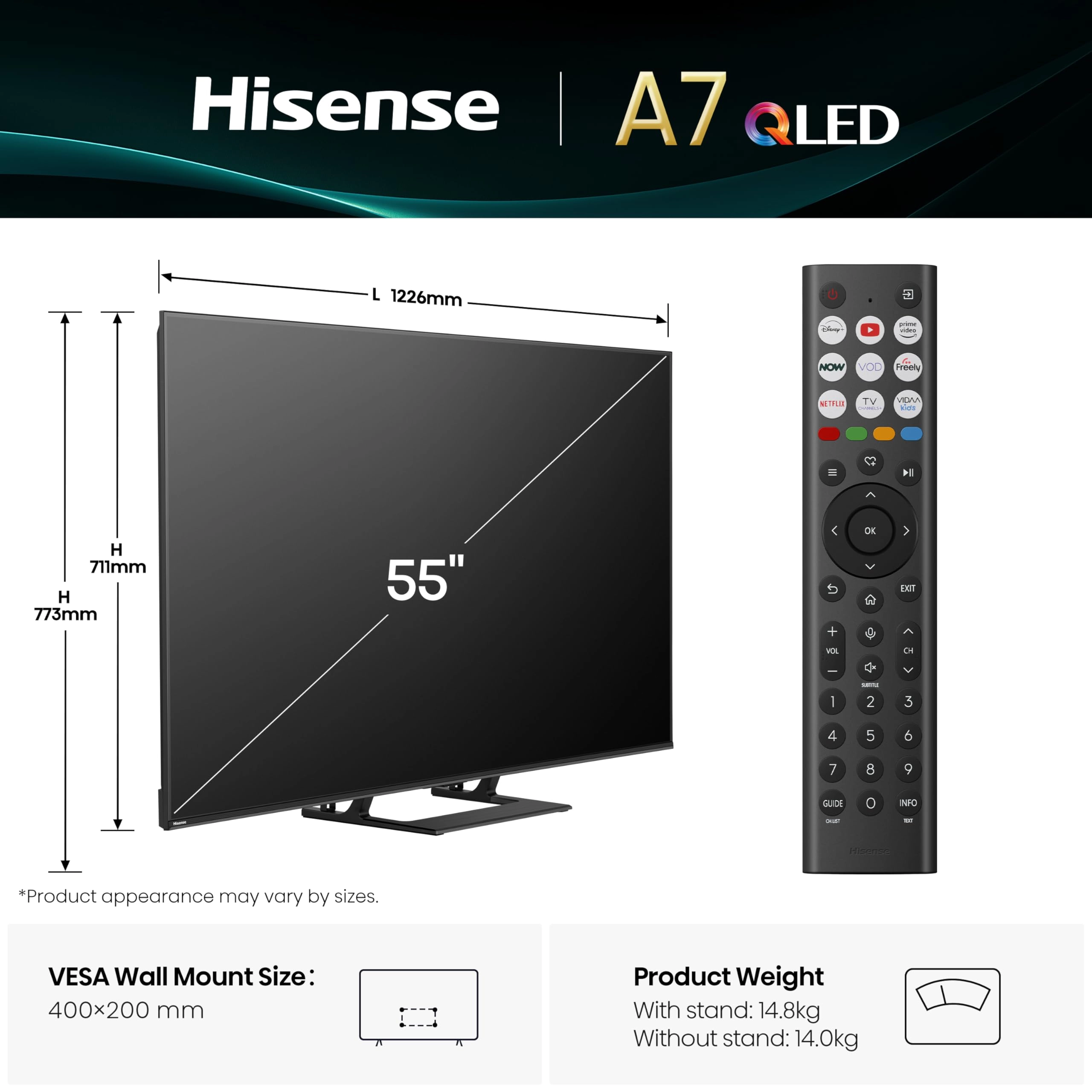 55A7QTUK - 55 inches