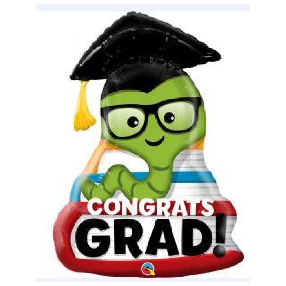 Qualatex Congrats Grad Bookworm Foil Super Shaped Foil Balloon - birthday