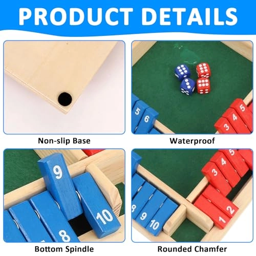 Shut The Box - 4 Player Wooden 4 Colours