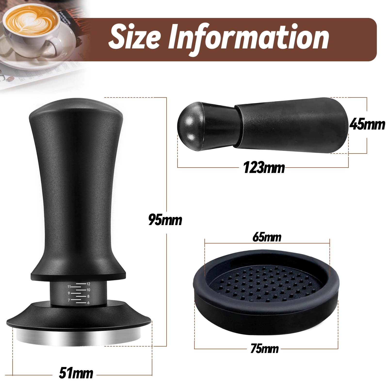 Espresso Tamper + WDT Tool + Espresso Dosing Funnel + Silicone Gel Tamper Mat + Espresso Accessories