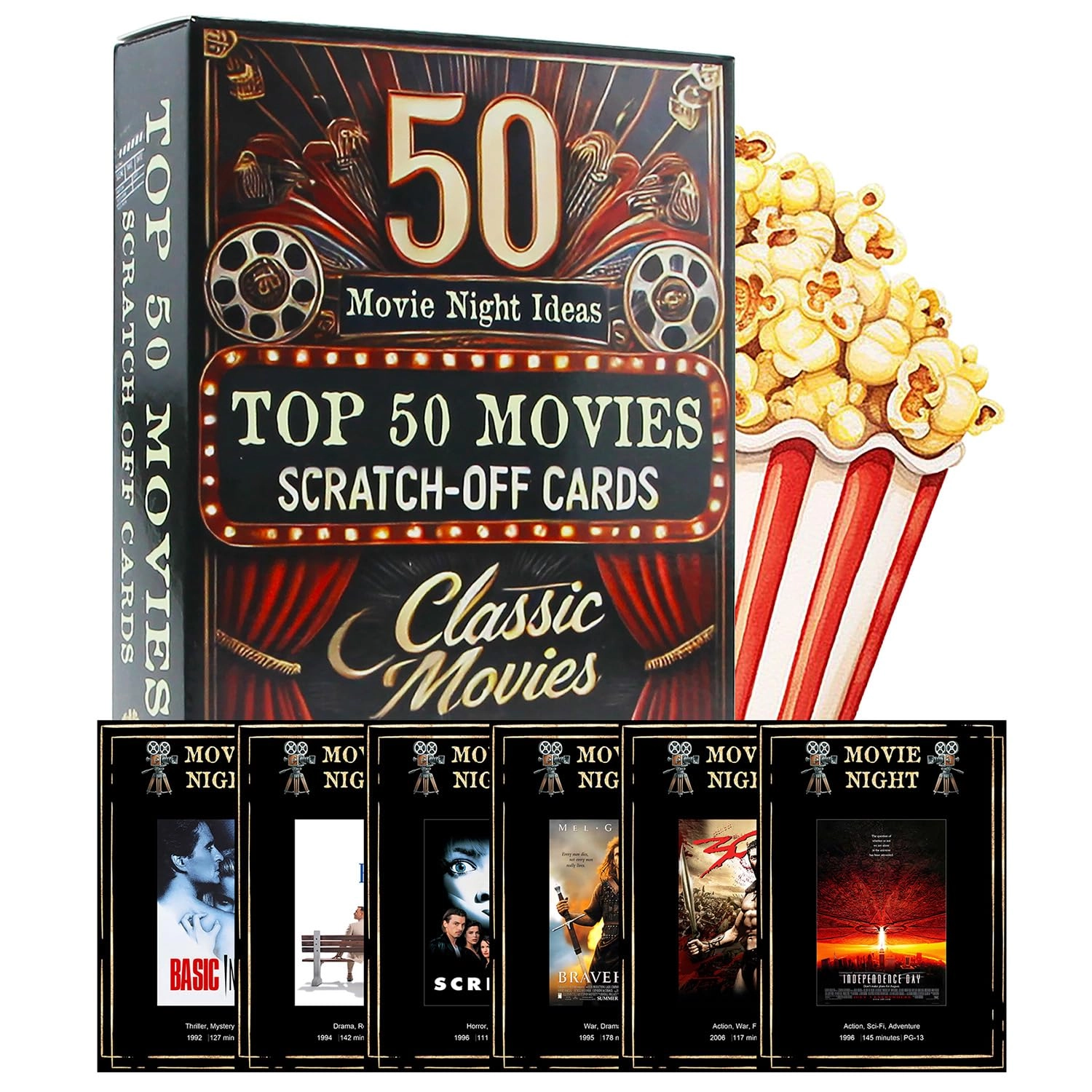 GIFTSFARM Top 50 Movie Night Scratch Off Cards - English Adult