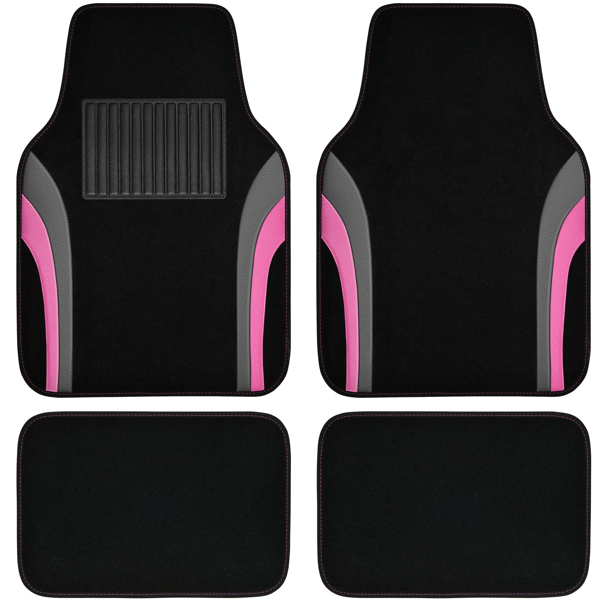 Universal Fit Car Floor Mats - Set of 4pcs Black and Burgundy
