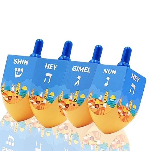 The Dreidel Company Dreidel - Hebrew English Ages 3 and up 4Pack