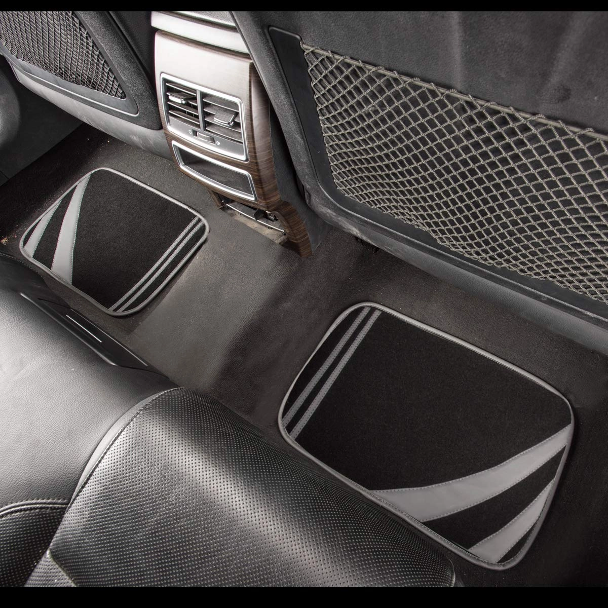 Faux Leather Car Mats - Blue Edge Universal Fit