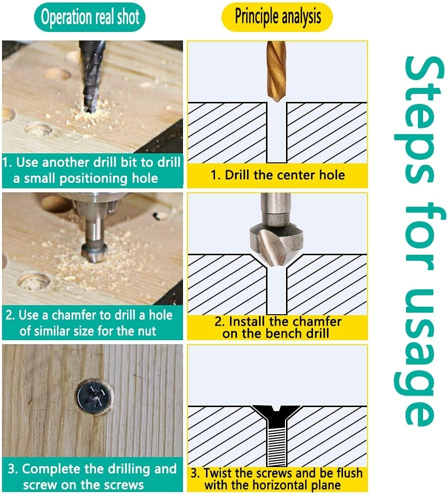 Countersink Drill Bit Set - high speed steel 4341 6pcs 6.3-20.5mm