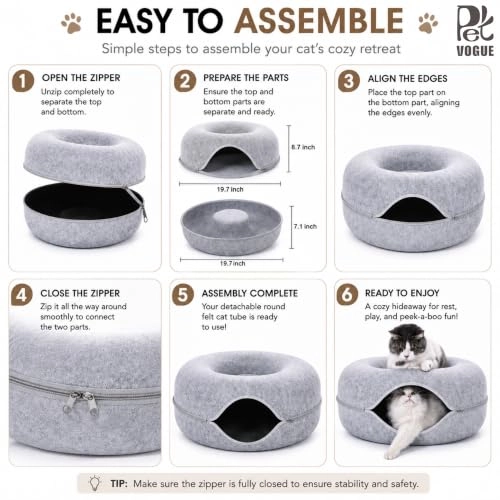 Donut Cat Bed - 50x50x20cm Polyester