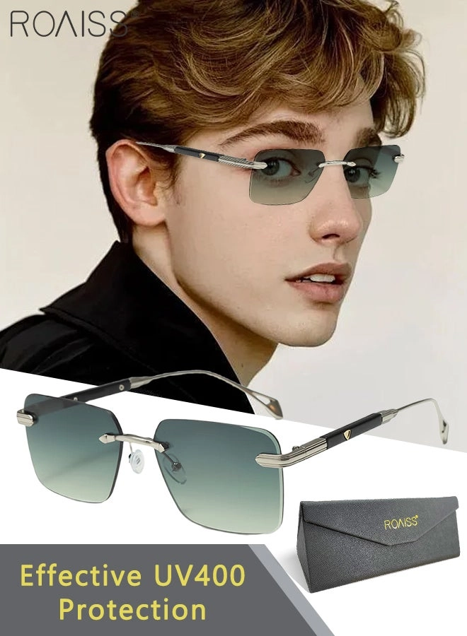 roaiss Square Frame Rimless Sunglasses - 57mm Green