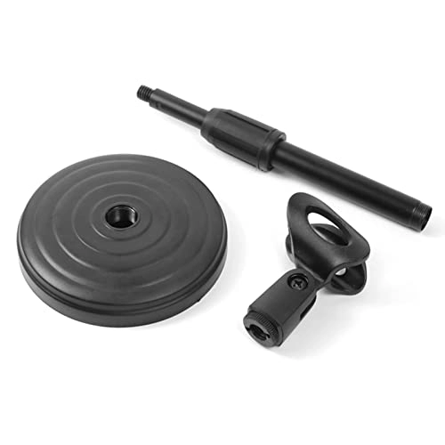 Adjustable Microphone Stand - Universal Detachable Mic Mount Weighted Round Base