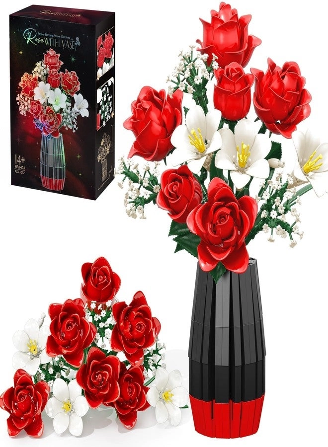 Qinline Rose Flowers Bouquet Building Set - 1077 PCS